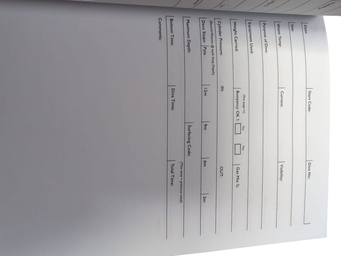 Enjay Marine Diving Log Book